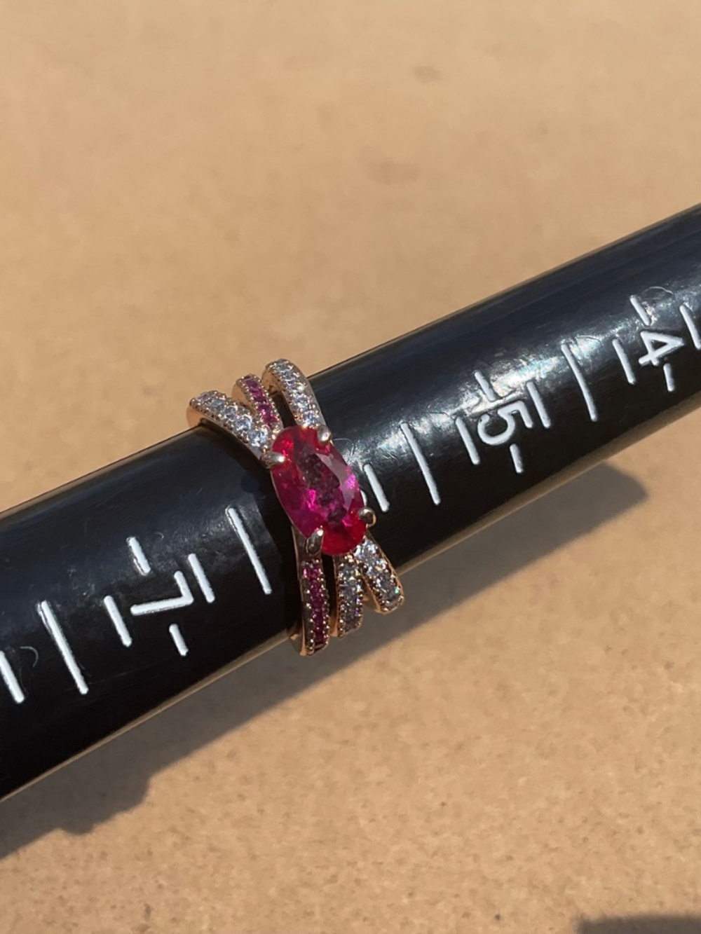 Bomb Party July Ring Nicole ruby CZ in Rose Gold new size 6